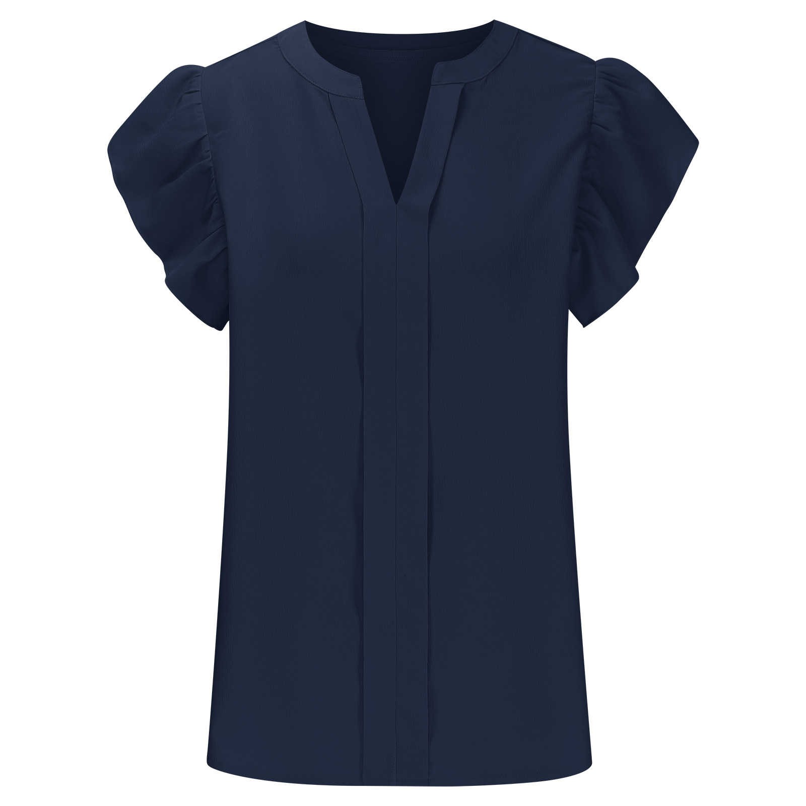 thumbnail image 5 of Blusa elegante informal con volantes en las mangas y cuello en V texturizado para mujer - Top de verano para el trabajo, 5 of 7